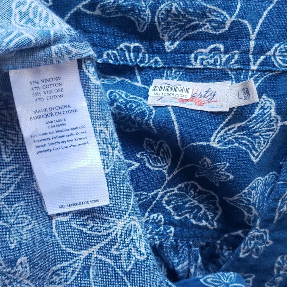 Faherty Liberty Blue and White Sleeveless Floral Tunic Dress Size L - Picture 5 of 5